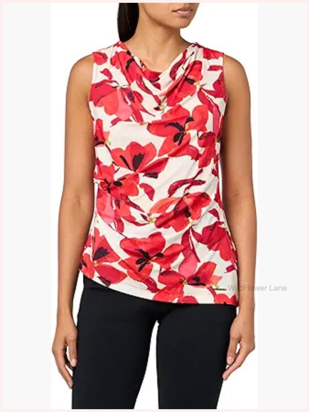 Sleeveless Cowl Neck Printed Jersey Top - Women's Tops